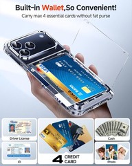iPhone 17-Pro-Max Cases: Clear Wallet Card Holder Cover Women i Phone 17pro Prom