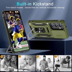DEERLAMN Olive Green Protective Case for Samsung Galaxy S26+ 6.7″ with Kickstand