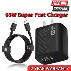 65W PD Power Fast Charger Wall Adapter+USB Cable for Samsung Galaxy S23 S22 S21+