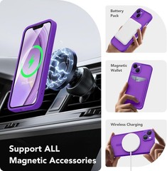 Magnetic Slim Translucent Matte Case for iPhone 14, Shockproof Protection, Neon