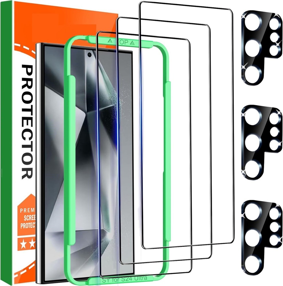For Samsung Galaxy S24 Ultra Tempered Glass Screen and Camera Lens Protector 3+3
