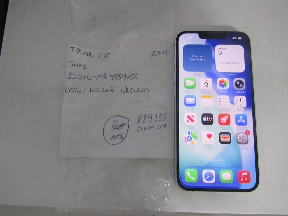 Apple Iphone 17e, 256gb, White – Verizon Clean IMEI, BH: 100%, EXCELLENT