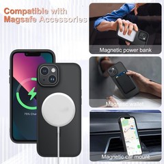 iPhone 14 Case, iPhone 13 Case, Matte Magnetic Slim Phone Cover, Black