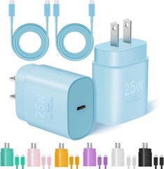 25W Fast Charger Block with 10FT & 6FT USB-C Cables for Galaxy S25/iPhone 15 2-P