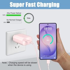 25W Super Fast Type-C Block Charger for Samsung Galaxy S26/S25 10Ft Cable