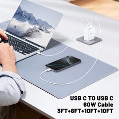 2-Pack of 45W Fast Charger Block with 10FT 60W USB-C Cable for iPhone 15 17