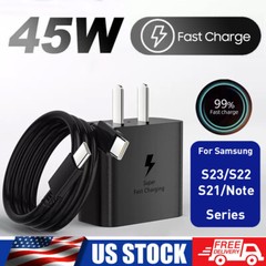 45W Fast Charging Type C Wall Charger +Cable For Samsung Galaxy S20 S21 S22 S23