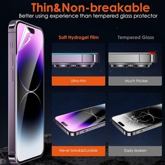 [3+0 PCS] Hydrogel Film Screen Protector for iPhone 14 Pro Max 6.7 Inch Soft TPU