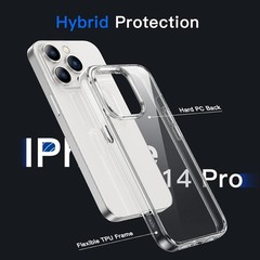 Case for iPhone 14 Pro 6.1-Inch, Non-Yellowing Shockproof Bumper Cover, Clear Ba