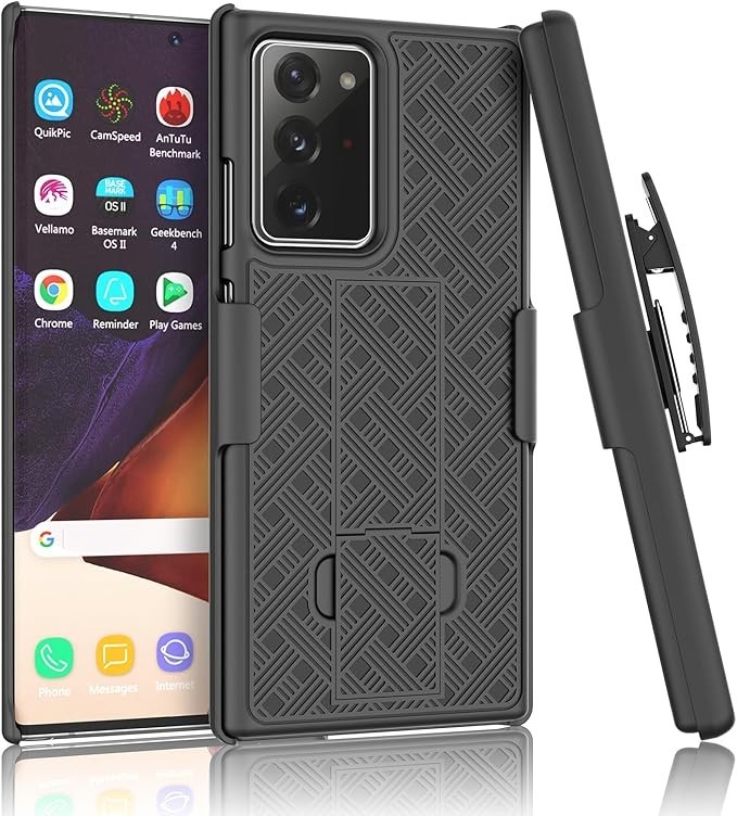 Samsung Galaxy Note 20 5G Case Military Grade Protection Cover Belt Clip-Black