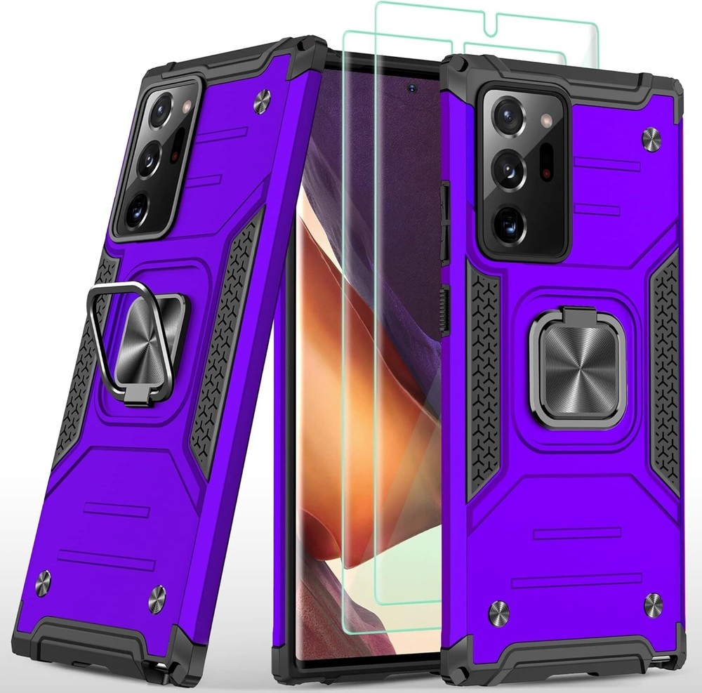 Galaxy Note 20 Ultra 6.9 Inch Case,with 3D Curved Screen Protector 2 Pack-Purple
