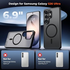 For Samsung Galaxy S26 Ultra Case with Military Grade, 1x Screen Protector Black