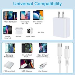 20W USB-C to C Cable Fast Charger for iPhone 15 Pro Max, Samsung Galaxy 23 Ultra