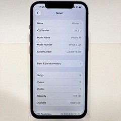 Broken Unlocked Apple iPhone 14 128GB 26.3 MPUX3LL/A