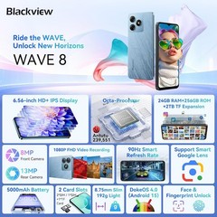 Blackview WAVE 8 4G Smartphone 24GB+256GB 6.56″ Android 15 5000mAh Face unlocked