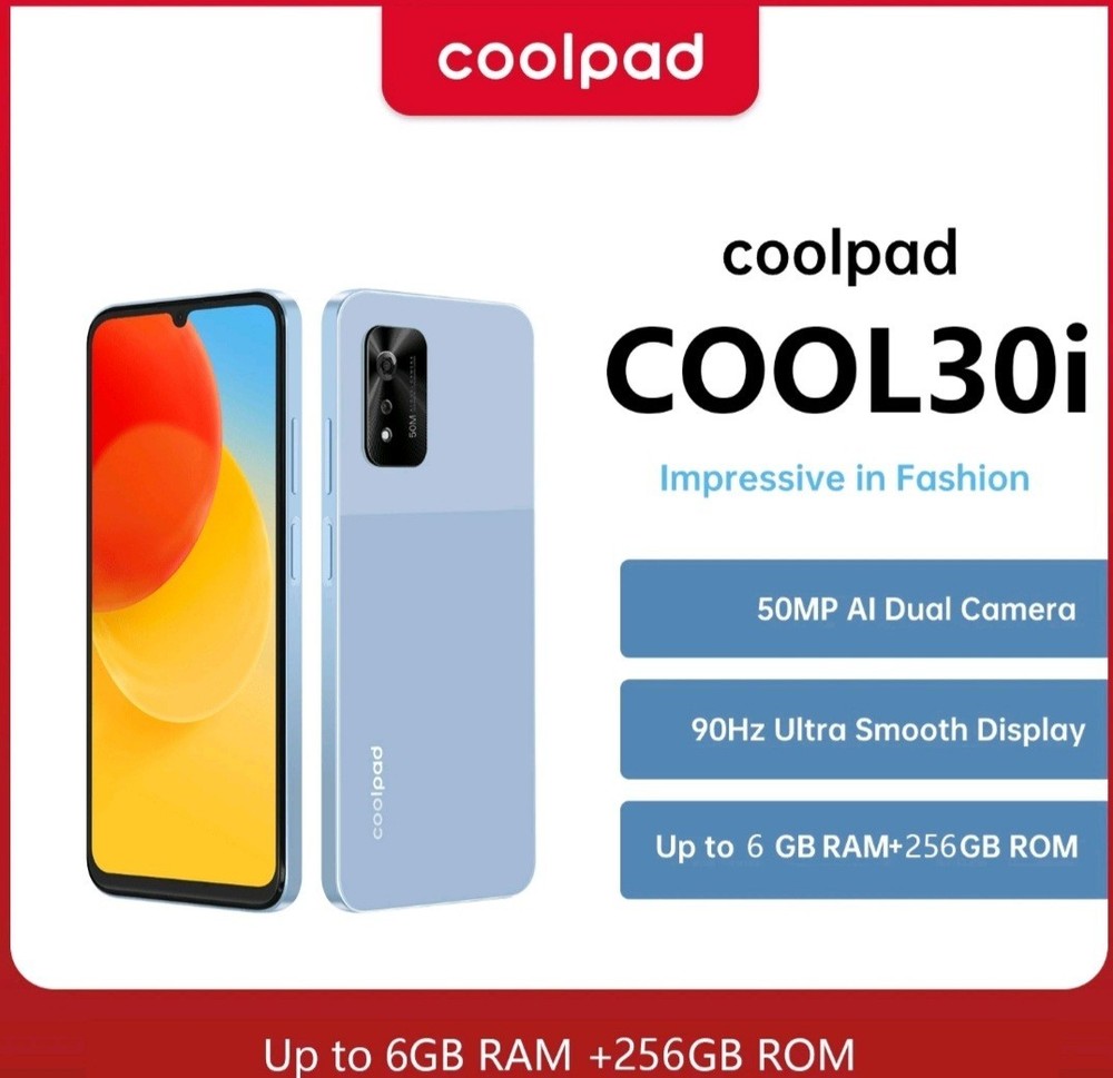 Coolpad 30i, Android 13, Color Blue, CPU:G37, 6+128GB, 6.56′ HD+
