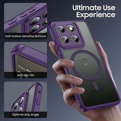 Magnetic for Motorola Moto Edge 2025 Case Slim Thin Translucent Matte Purple