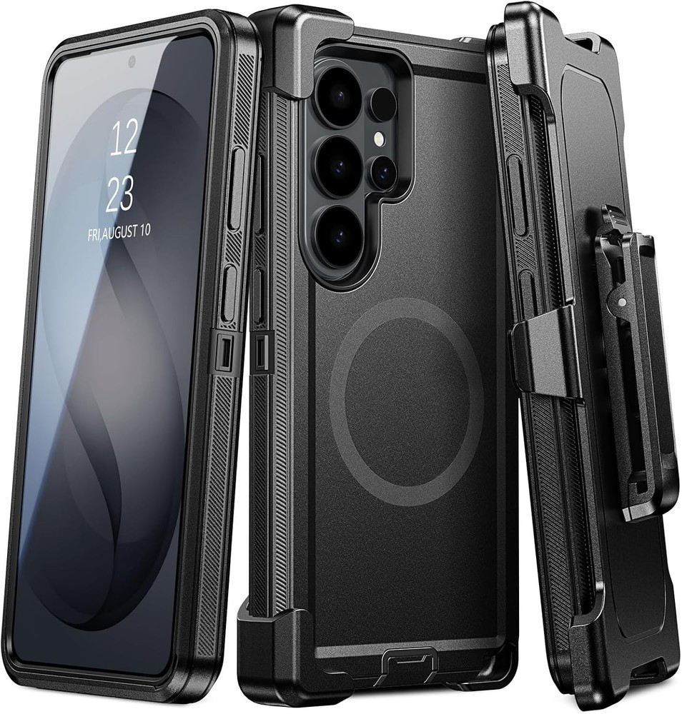 DUEDUE Black Heavy Duty Case for Samsung Galaxy S26 Ultra with Belt Clip Holster