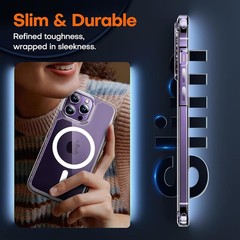 2 in 1 Magnetic Clear Case for iPhone 14 Pro with Screen Protector, Slim Design