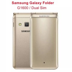 Unlocked Samsung Galaxy Folder G1600 Dual SIM LTE Flip SmartPhone- Open Box Gold