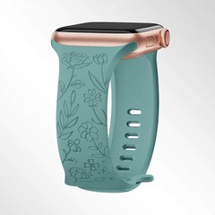 Floral Engraved Watch Band Compatible with Apple Watch 38mm 40mm 41mm 42mm 44mm