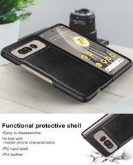 Google Pixel Fold 2023 PU Leather + Hard Case Ultra Thin Slim Shockproof Black