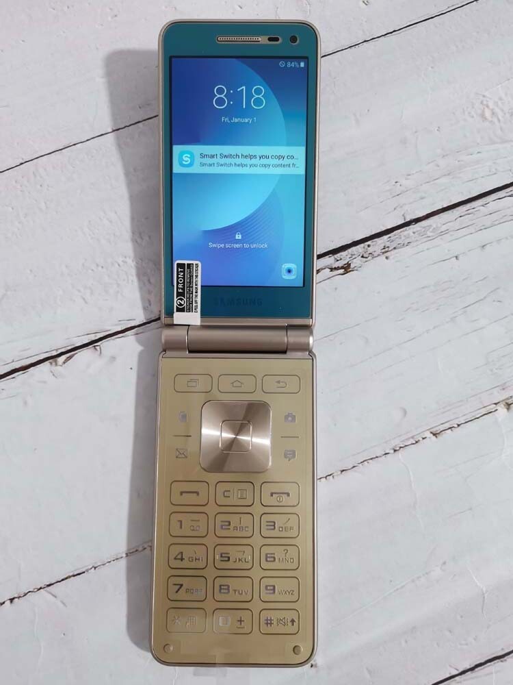 Original Samsung Galaxy Folder 2 G1650 Dual SIM Unlocked 16GB GOLD FLIP Phone
