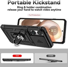 For Motorola Moto Edge 2025 Case w/ 1x Screen Protector,Slide Camera Cover,Black