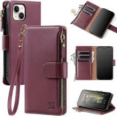 PU Leather Flip Cover Wallet Case for iPhone 14 Plus, RFID Blocking, Card Holder