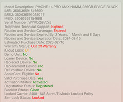 iPhone 14 Pro Max 256GB T-Mobile Black A2651 Damaged LCD #38