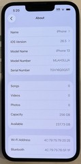 TESTED USED GSM UNLOCKED MIDNIGHT iPhone 13, 256GB A2482 MLAH3LL/A, 94% BATTERY
