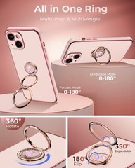 iPhone 13 Case with Stand, Double Ring Kickstand, Bling Luxury Protective Case P