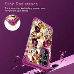 Three Layer Heavy Duty Shockproof Case for Galaxy S24 Ultra, Hard Plastic Bumper