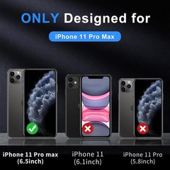 6.5-inch iPhone 11 Pro Max Case, Translucent Matte Back, Shockproof, Black