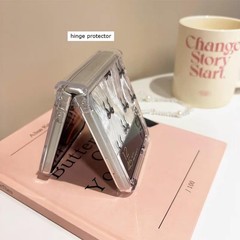 Lovely Bow Case for Samsung Galaxy Z Flip 6 with Gradient Laser Paper -Pink