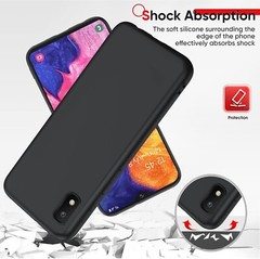 For Galaxy a10e case with tempered glass protector, thin Rubber, Polymer- Black