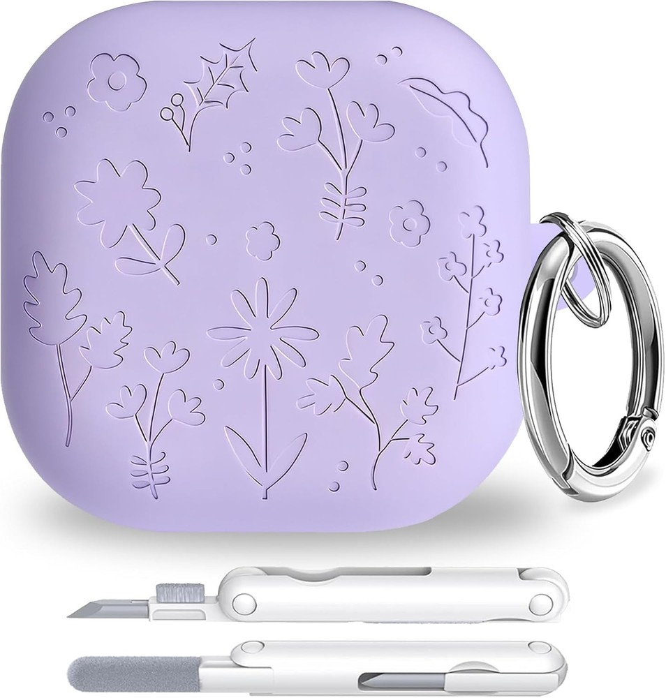 Soft Silicone Case Cover for Samsung Galaxy Buds 4 Pro with Keychain & Cleaner K