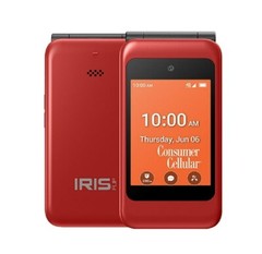 Iris Easy Flip 2.8″ 8GB Storage Red Consumer Cellular Prepaid Cellphone