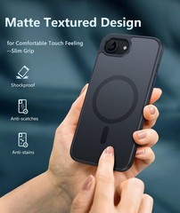 Magnetic Case & Screen Protector for iPhone 17e 16e Matte Textured Shockproof Bl