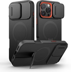 iPhone 16 Pro Max Case with Magnetic Camera Slide Cover and Adjustable Kickstand