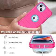 iPhone 14 Case (Rose/Light Green) – 3-Layer Military Grade Shockproof Protection