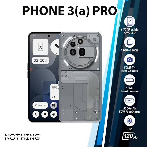 Nothing Phone 3(a) Pro Android Cell Phone (GREY/12GB+256GB/Dual SIM/Unlocked)