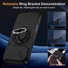 iPhone 17 Pro Max Case with Phone Grip Holder Adjustable Kickstand & Camera Slid