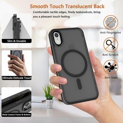 Magnetic iPhone XR Case, Slim Translucent Matte Shockproof Phone Cover (Black)
