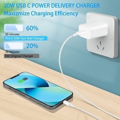 20W PD Fast Charger Wall Adapter +3FT Cable For Apple iPhone 14 13 12 11 X XR