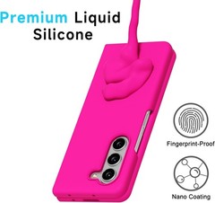 Samsung Galaxy Z Fold 5 Phone Case Silicone, Fluorescent Neon Hot Pink Slim Matt