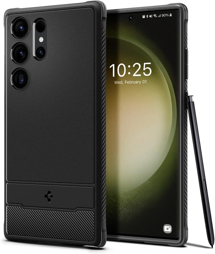Spigen Rugged Armor Designed for Galaxy S23 Ultra Case (2023) – Matte Black