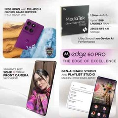 MOTOROLA Moto Edge 60 Pro 5G-Factory Unlocked-Global-12GB 256GB-Sparkling Grape