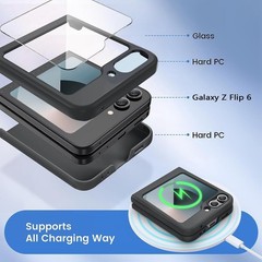 2X Screen Protector for Samsung Galaxy Z Flip 7 FE/Z Flip 6 Case, Black