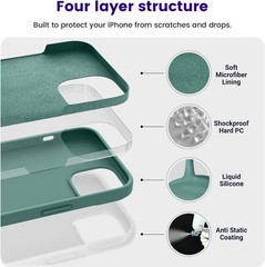 Silicone Slim Thin Shockproof Case for iPhone 13 6.1″ in Midnight Green Design